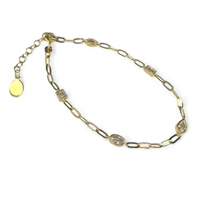 Clemence Wren Women's White / Gold Asymmetric Gemstone Bracelet - Gold