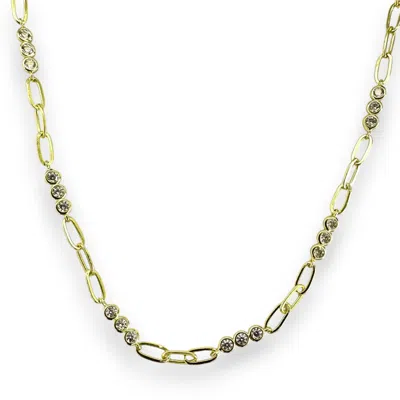 Clemence Wren Women's White / Gold Triple White Gemstone Necklace Chain Gold