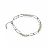 Clemence Wren Women's White Paperlink Chian Freshwater Pearl Bracelet Silver In White