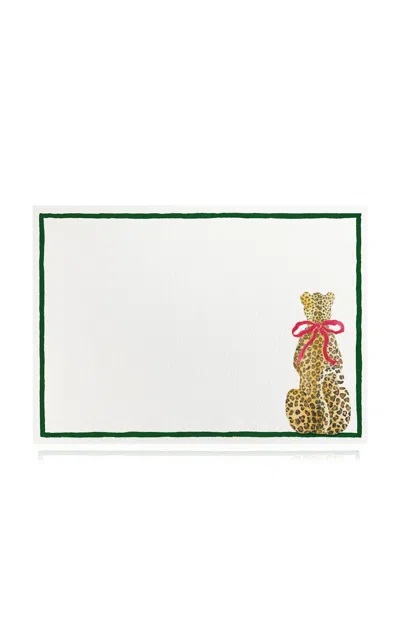 Clementina Sketchbook Set-of-ten Christmas Leopard Hand-painted Stationery Cards In Multi