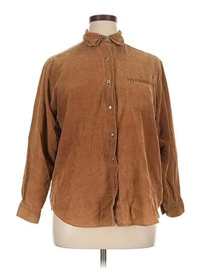 Pre-owned Clemintine Apparel Long Sleeve Button Down Shirt In Brown