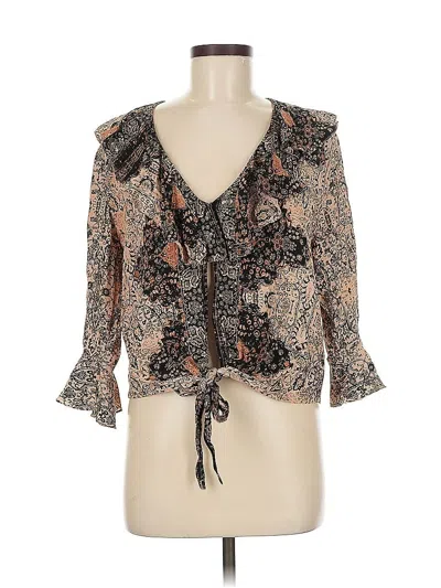 Pre-owned Cleobella 3/4 Sleeve Blouse In Brown