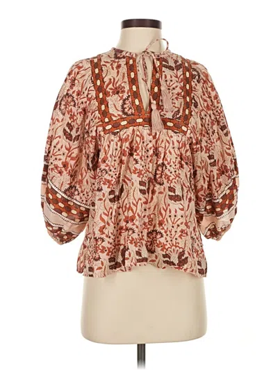 Pre-owned Cleobella 3/4 Sleeve Blouse In Brown
