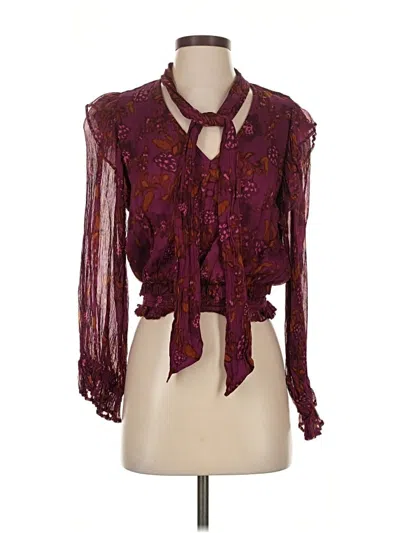 Pre-owned Cleobella 3/4 Sleeve Blouse In Burgundy