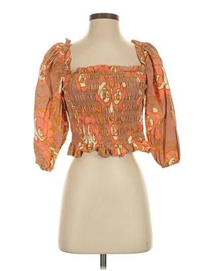 Pre-owned Cleobella 3/4 Sleeve Blouse In Orange