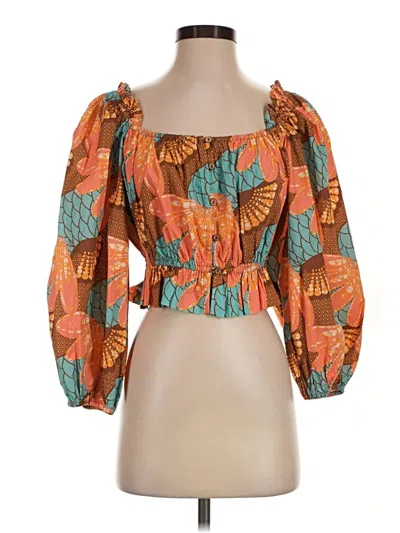 Pre-owned Cleobella 3/4 Sleeve Blouse In Orange