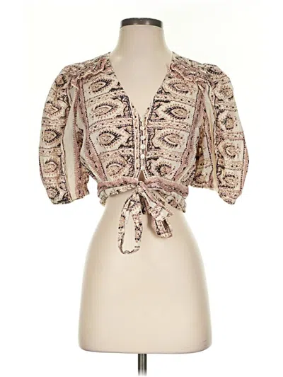 Pre-owned Cleobella 3/4 Sleeve Blouse In Tan
