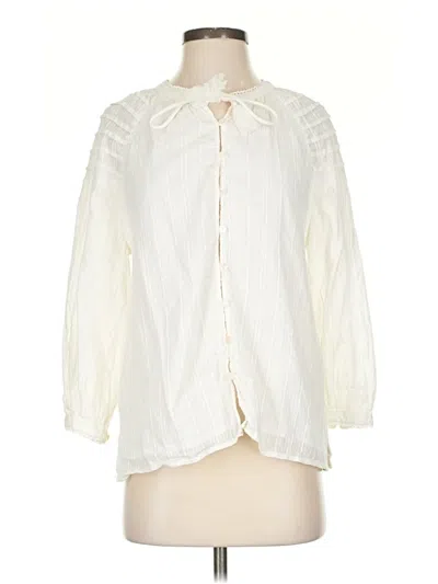 Pre-owned Cleobella 3/4 Sleeve Blouse In White