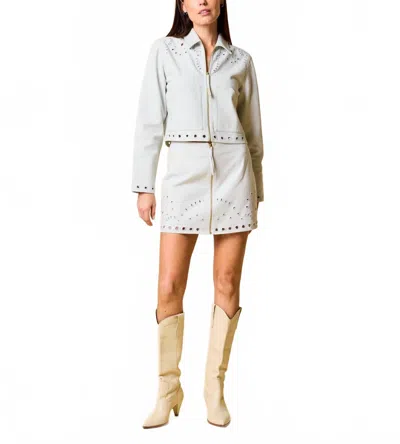 Cleobella Adare Cropped Jacket In Skywriting In Neutral