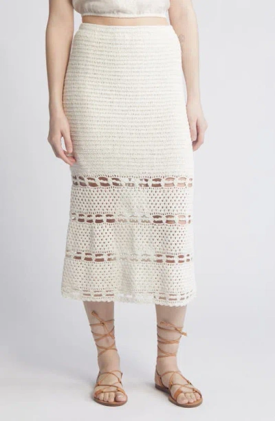 Cleobella Adela Crochet Midi Skirt In Ivory