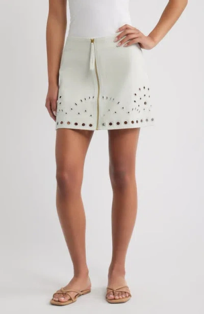 Cleobella Adelaide Eyelet Cotton Twill Miniskirt In Blue