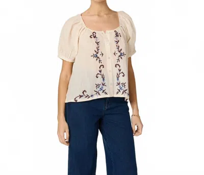 Cleobella Adeline Button Front Blouse In Beige In Pink