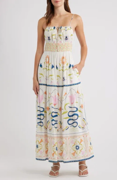 Cleobella Adria Smocked Waist Cotton Blend Sundress In Multi