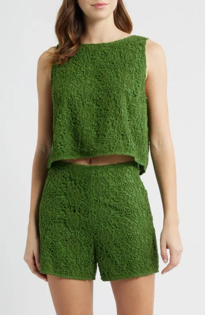 Cleobella Adrienne Floral Guipure Lace Sleeveless Top In Green