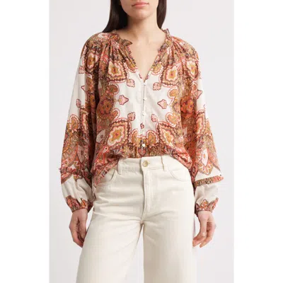Cleobella Alicia Paisley Print Organic Cotton Voile Peasant Top In Foulard Paisley Print