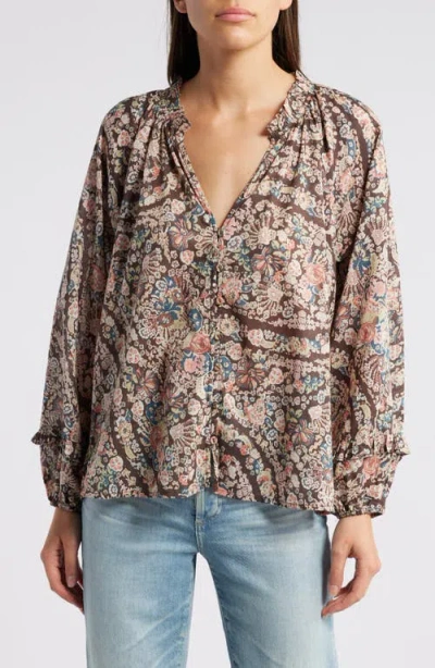 Cleobella Alicia Print Organic Cotton Peasant Top In Divina Print