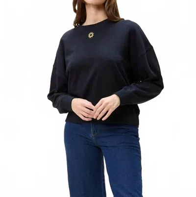 Cleobella Anaia Crew Neck Long Sleeve Sweatshirt In Black Motif In Multi