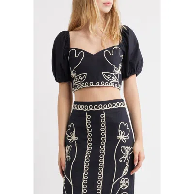 Cleobella Anca Embroidered Crop Top In Black