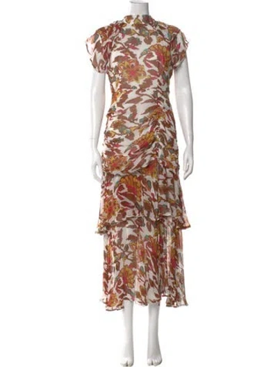Pre-owned Cleobella Animal Print Long Dress In Brown