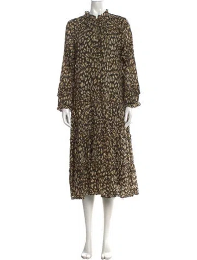 Pre-owned Cleobella Animal Print Long Dress In Brown/neutrals