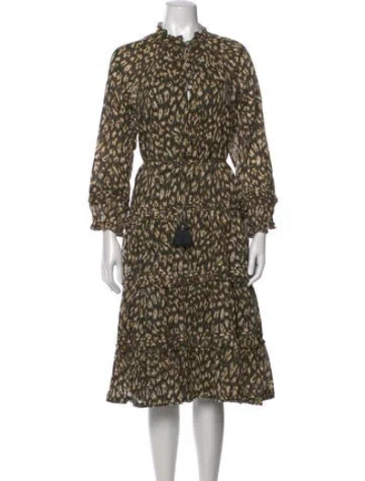 Pre-owned Cleobella Animal Print Midi Length Dress In Brown/neutrals