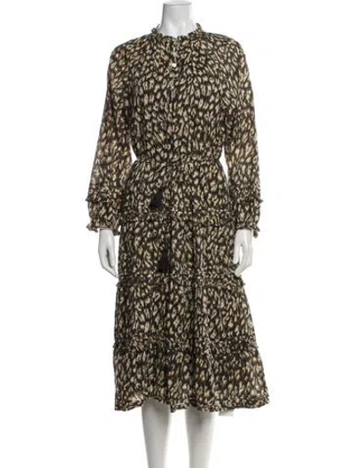 Pre-owned Cleobella Animal Print Midi Length Dress In Multicolor