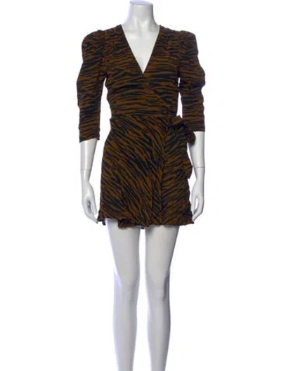 Pre-owned Cleobella Animal Print Mini Dress In Blue