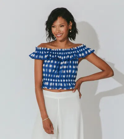Cleobella Annalise Top In Painterly Gingham In Blue