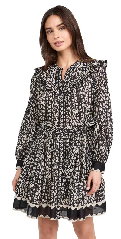 Cleobella Antonia Tie Belt Long Sleeve Button Front Organic Cotton Muslin Dress In Paseo Print