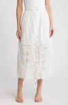 Cleobella Apollonia Lace Trim Midi Skirt In Ivory