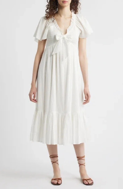Cleobella Ashlyn Organic Cotton Dobby Midi Dress In Ivory