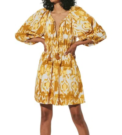 Cleobella Aubrey Mini Dress In Watercolor Ikat In Yellow