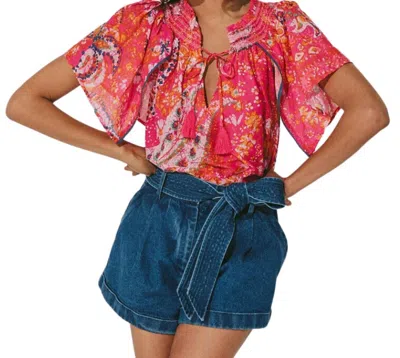 Cleobella Ayaz Blouse In Hibiscus In Pink