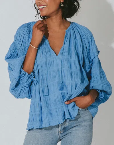 Cleobella Azariah Blouse | Sky Blue In Multi