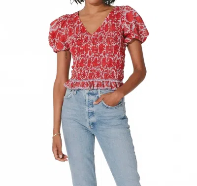Cleobella Bella V-neck Top In Red Flora In Multi