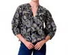 Cleobella Belle Floral Blouse In Dark Magnolia In Black
