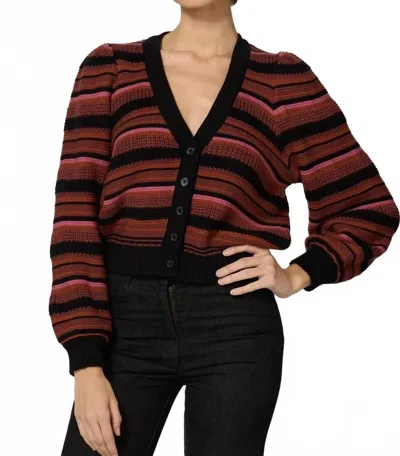 Cleobella Bethany Sweater Cardigan In Striped Black Multi In Red