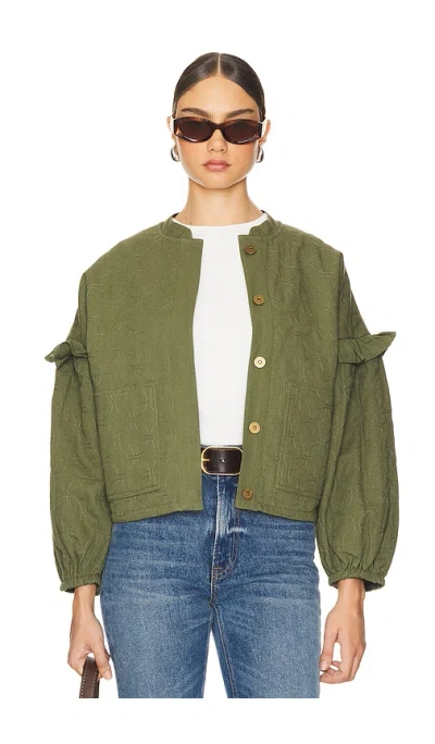 Cleobella Bobbi Reversible Cotton Quilted Jacket In Army Green Multi