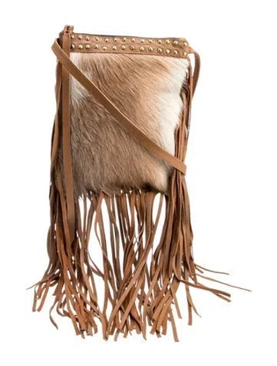 Pre-owned Cleobella Calf Hair Crossbody Bag In Brown