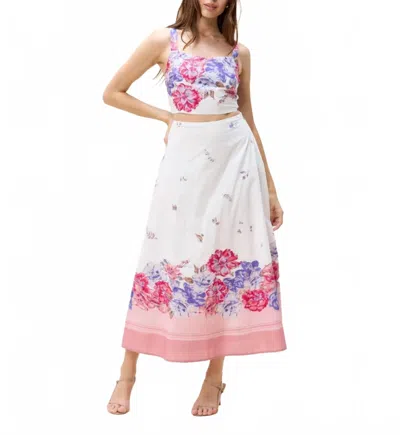 Cleobella Camellia Shea Ankle Skirt In White In Pink