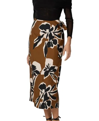 Cleobella Camilla Midi Skirt In Smocked Clover In Brown