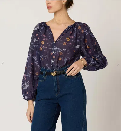 Cleobella Catherine V-neck Blouse In Purple