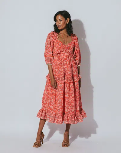 Cleobella Celia Midi Dress In Orange