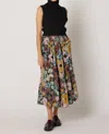 Cleobella Charlene Ankle Skirt In Foraged Violets In Black