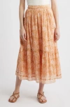 Cleobella Charlene Floral Print Organic Cotton Mulmul Maxi Skirt In Cecil Blush Print