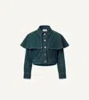 Cleobella Clarke Ruffle Cape Cotton Twill Jacket In Green