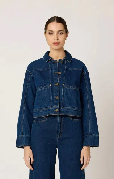 Cleobella Clarke Jacket With Removable Cape In Blue Denim