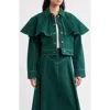 Cleobella Clarke Ruffle Cape Cotton Twill Jacket In Green
