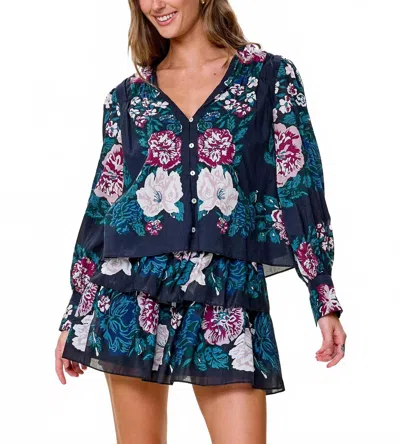 Cleobella Cosima Bishop Sleeves Top In Ebony Print In Multi