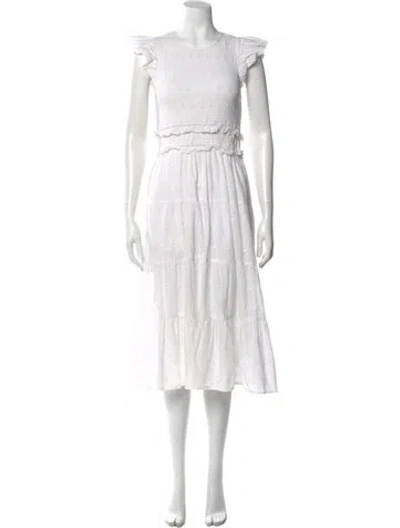 Pre-owned Cleobella Crew Neck Midi Length Dress In Neutral